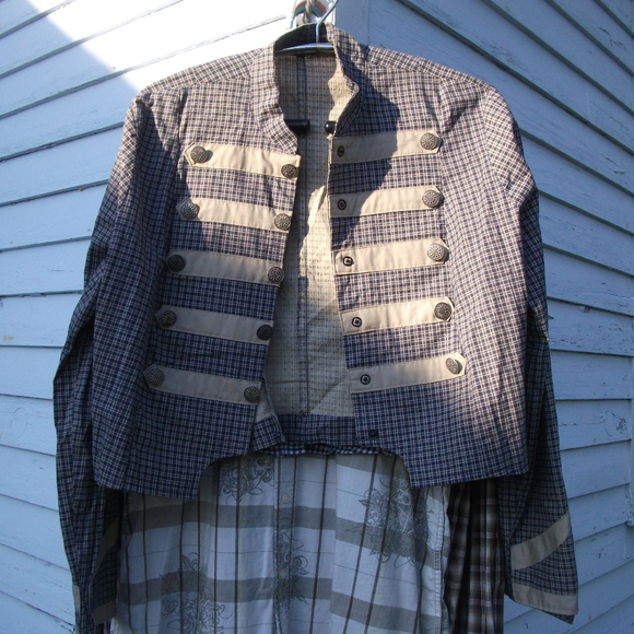 WOMENS M HandMade Steampunk Plaid Jacket - Picture 5 of 7